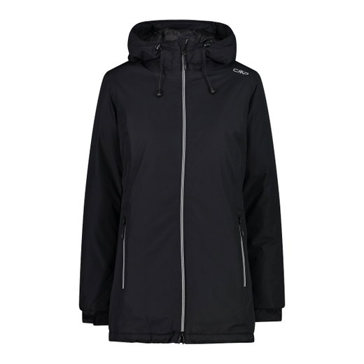 CMP Winterjacke Long Fix Hood (gefütterte Ripstop-Jacke) schwarz Damen
